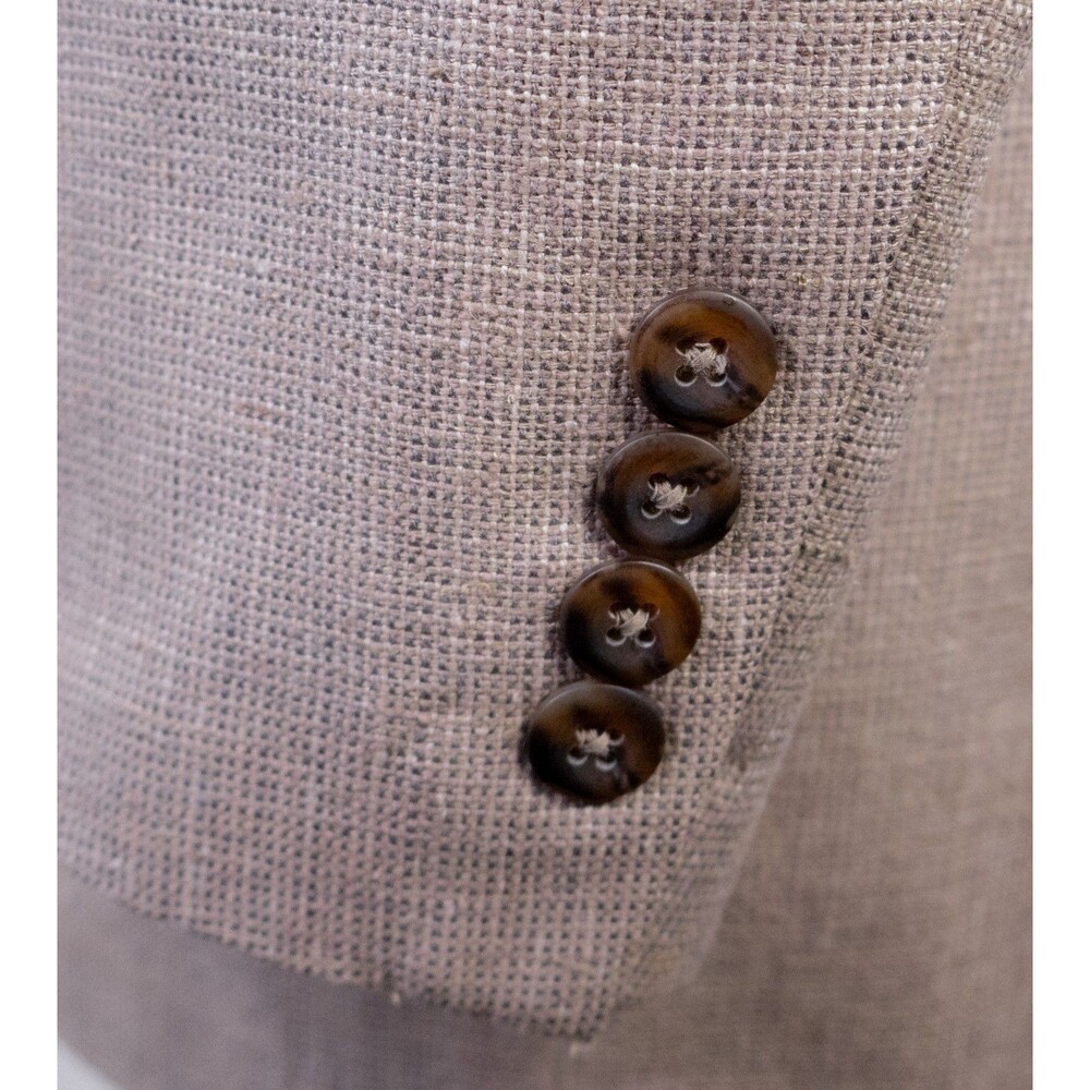 SAVILE ROW Sport Coat Blazer Beige Sz 42L Beige 100% Silk Two Button Jacket - Picture 8 of 15